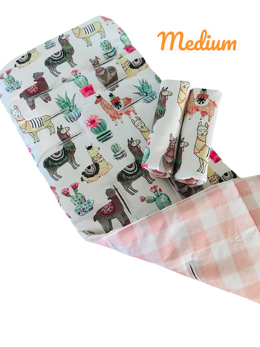 Lama -Gingham Peach Backing- (Double Sided Pattern) Medium