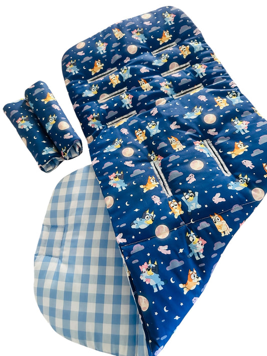 Aussie Pups Navy -Gingham Blue Backing- (Double Sided Pattern) Medium